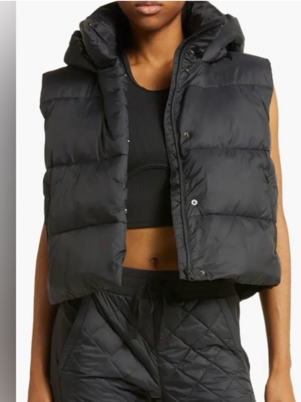 Alo Yoga Gold Rush Puffer Vest Black Oversized Down Vest Size Medium